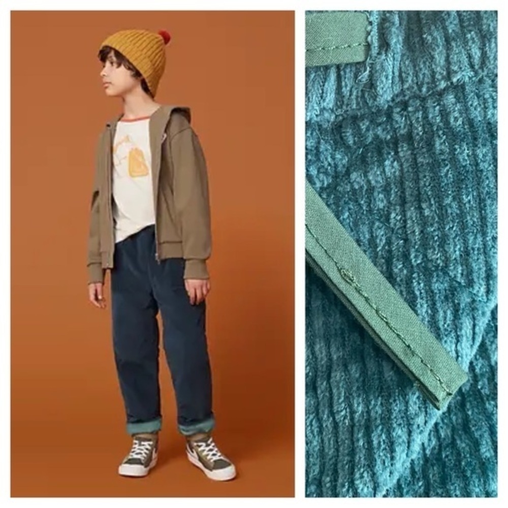 The Sunday Collective Teal Blue Cocoon Quilted Corduroy Pants